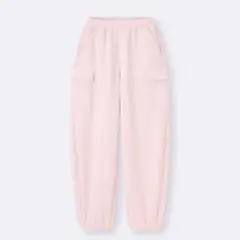 GU パフスウェットカーゴバレルレッグパンツ ピンク　S