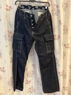 桃太郎ジーンズダークブルー カーゴデニムパンツ