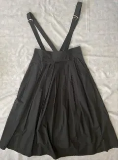 Jane Marple ロング丈 サスペンダー付き プリーツスカート 黒