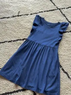 UNIQLO ネイビー フリル袖 ワンピース 130