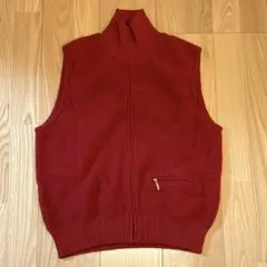 レッド ニットベスト ジッパー付き