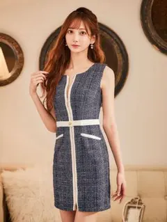 フロントジップツイードドレス