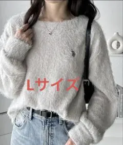 【U.S. POLO ASSN.】シャギーワンポイント刺繍ニットソートップス