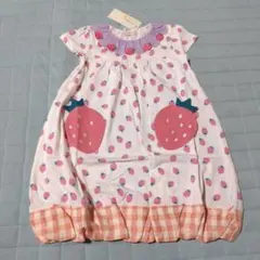 新品:ベイビーチアー いちご半袖ワンピース 110サイズ