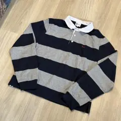 Deaileネイビーグレー ストライプ ラガーシャツ M