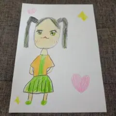 子どもが描いた絵　小学1年生　あいどるのみどちゃん　イラスト