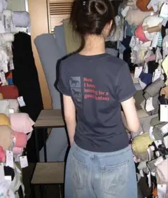 MUSINSA SEW-B post セミクロップ半袖Tシャツ [ネイビー]