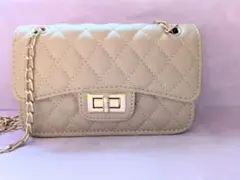 キルティングショルダーバッグ ベージュ