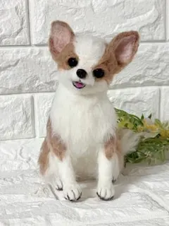 羊毛フェルト　にこにこチワワちゃん　ホワイト　no.15 羊毛フェルト にこにこチワワちゃん ホワイト no.15 - メルカリ
