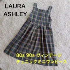 LAURA ASHLEY チェック柄ミニワンピース