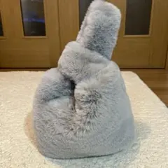 グレー ファーハンドバッグ　モコモコ