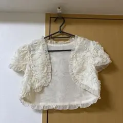 ティアンエクート カットワークボレロ M 白 お呼ばれ 結婚式 披露宴 パーティのサムネイル