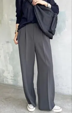 スピック&スパン ダブルクロスツータックパンツ 36