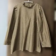 ゴールデンベア　チェック柄 フリルネック 長袖 ブラウス LLのサムネイル
