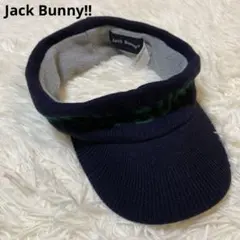 ジャックバニー　ネイビー ロゴ刺繍 サンバイザー フリーサイズ　ニットフリース
