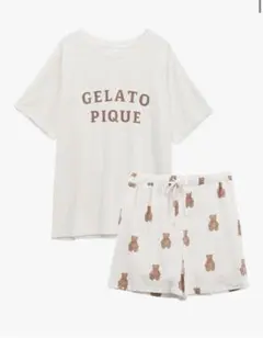 ロゴTシャツベア柄ショートパンツセット　ジェラートピケ