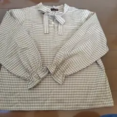 ラブトキシック★リボン付き長袖ブラウス ブラウン系チェック ★150cm女の子