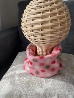 フリース ピンク水玉　キッズネックウォーマー　ハンドメイド