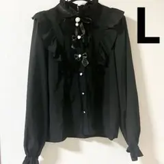 【ブラック】 量産型 リボン ブラウス L 新品未使用タグ付 Lamcy