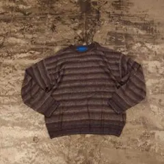 TOWNCRAFT 杢ボーダー ニットセーター ブラウン系 S　3848