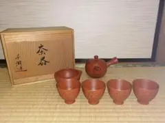 煎茶道具　萬古焼　春峰造　花文　玉露揃　小さな茶器揃　共箱　M　R5313 煎茶道具 萬古焼 春峰造 花文 玉露揃 小さな茶器揃 共箱 M R5313