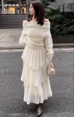 SNIDEL Sustainableプリーツティアードロングスカート
