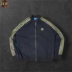 【希少XXXL】adidas トラックジャケット 黒 金 刺繍ロゴ トレフォイル