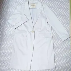 【美品】アプワイザーリッシェ ロングコート 2 M パールボタン ホワイトグレー