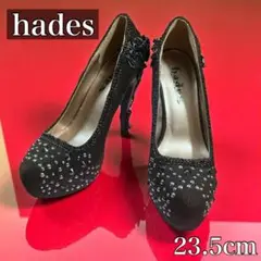 【新品タグ付き】hades スタッズビジュー付きハイヒール ヘイディーズ 黒