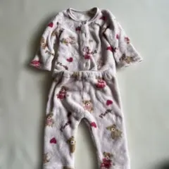 クマとハート柄フリースパジャマ 95cm以下