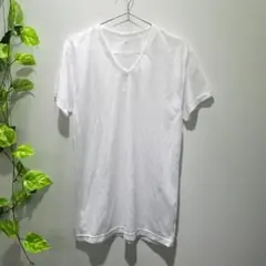 ★新品 吸汗速乾 白鷺ニット 半袖シャツ Vネック 白 L メッシュリブ編み