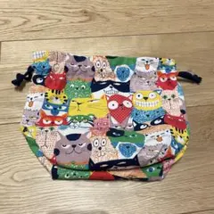 ハンドメイド　お弁当袋　猫柄