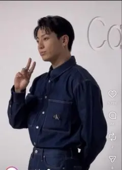 美品　カルバンクライン　デニム　ジャケット　シャツ　ジョングク　着用モデル　ロゴ