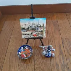 イスタンブール風景画と陶器の置物セット