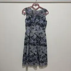 グレースコンチネンタル　ドレス ワンピース 刺繍 花柄　ブルー　グレー