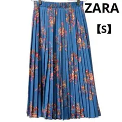 ❤ZARA Trafaluc ❤花柄✴️プリーツスカート✴️【S】ブルー✴️