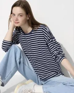 スムースコットンリラックスボーダーT 長袖　ユニクロ