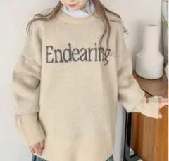 LOWRYS FARM ベージュ系オーバーサイズニット