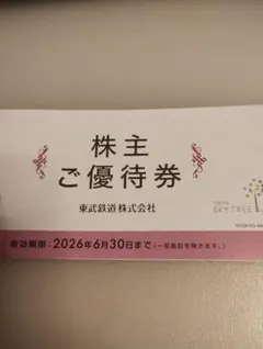 東武鉄道 株主優待券 一部抜き取り　有効期限2026年6月30日