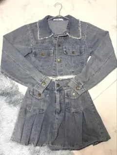 デニムセットアップ デニムジャケット・プリーツスカート