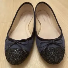 【Oditte e Odile】ネイビー スエード フラットシューズ