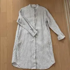 無印良品フレンチリネン洗いざらし スタンドカラーワンピース