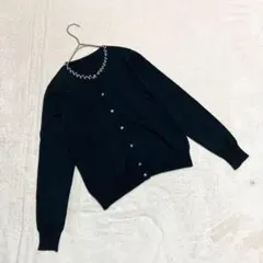IMAGE イマージュ ＊ ビジュー付カーディガン (M) ブラック きれいめのサムネイル