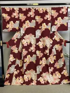 正絹 振袖フルセット ワインレッド花柄丈158 裄 68袖丈109 - メルカリ
