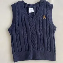 GAP ネイビー ケーブルニット ベビーベスト 6-12ヶ月　70