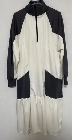 ジャージ配色切替ロングワンピース