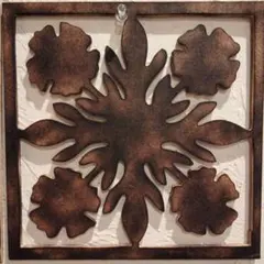 ハワイアンキルト　ハンドメイド　オブジェ　西海岸雑貨　壁飾りお洒落　アンティーク