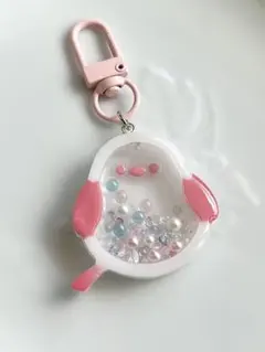 レジン　シマエナガシェイカー　ピンク　白