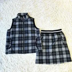 美品ROCKY & HOPPER 中綿 セット チェック ダウンベスト スカート