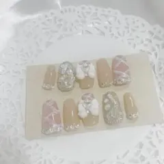 【No.5】ネイルチップ チェック キラキラ ワンホン うるちゅる 量産系